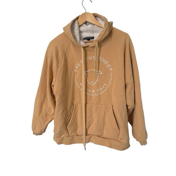 Free The Sheep Sky in You Hoodie‎ Fog Beige Tan Large Unisex Men Women MSRP $99 - Picture 4 of 12